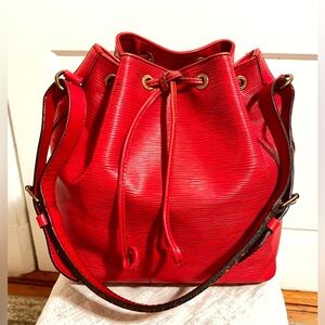 Louis Vuitton Vintage Red Epi Leather Petit Noé Bucket Bag